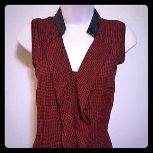 Red & Black sleeveless blouse